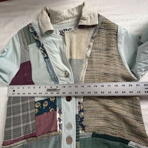 Donna Jessica Womens Patchwork Lagenlook Oversized Hippie Jacket Size 1 Artsy - Picture 7 of 9
